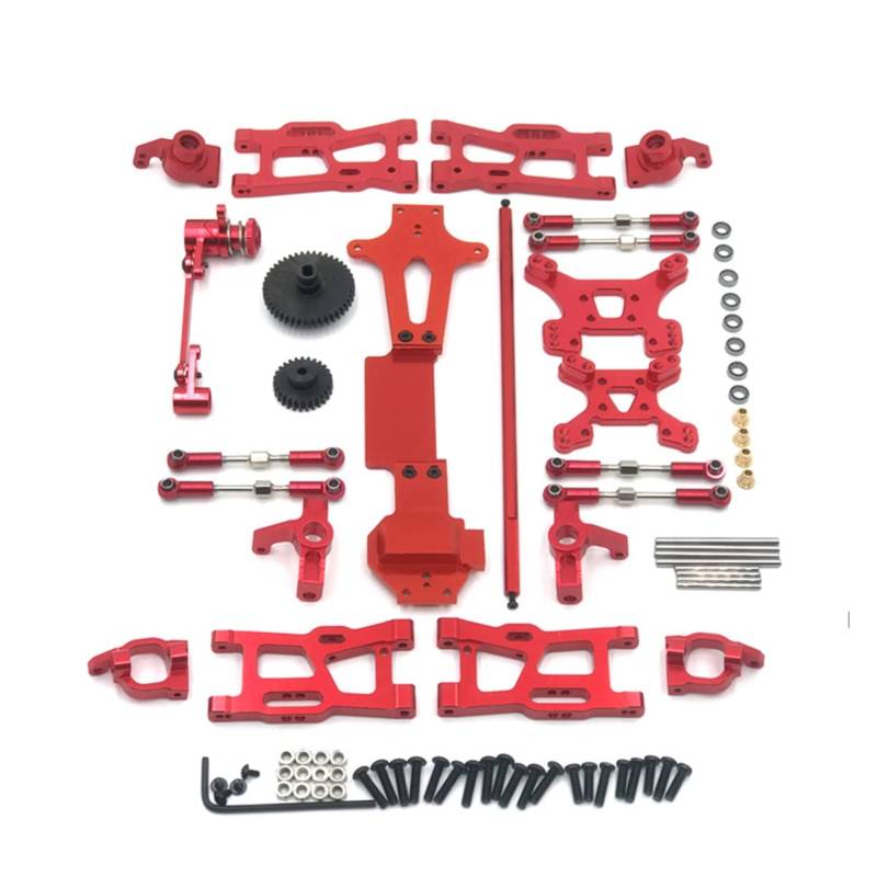 XEBRAD 24 PC Full Upgrade Ersatzteile Metall C, for Sitz, Lenkschalenschwinge, zentrale Antriebswelle, for WLtoys, 1:14 144001 RC Car Auto-Stoßdämpferhalterung(Red) von XEBRAD