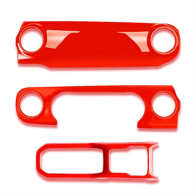 XEBRAD 3-teilige Mittelkonsole, Armaturenbrett, Schalthebelverkleidung, for Jeep, for Wrangler JL JLU Gladiator, Rot Schalttafel von XEBRAD