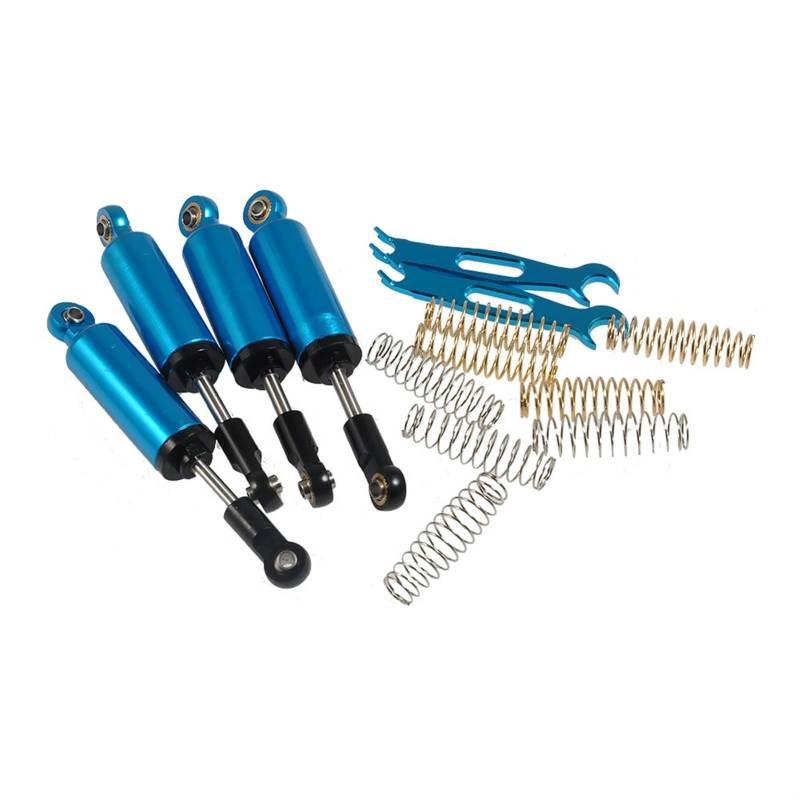 XEBRAD 4PCS RC Auto Interne Feder Stoßdämpfer Dämpfer 80mm, for 1/10 RC Crawler Axial SCX10 TRX4 D90 Stoßdämpfer Teile Auto-Stoßdämpferhalterung(Blue) von XEBRAD