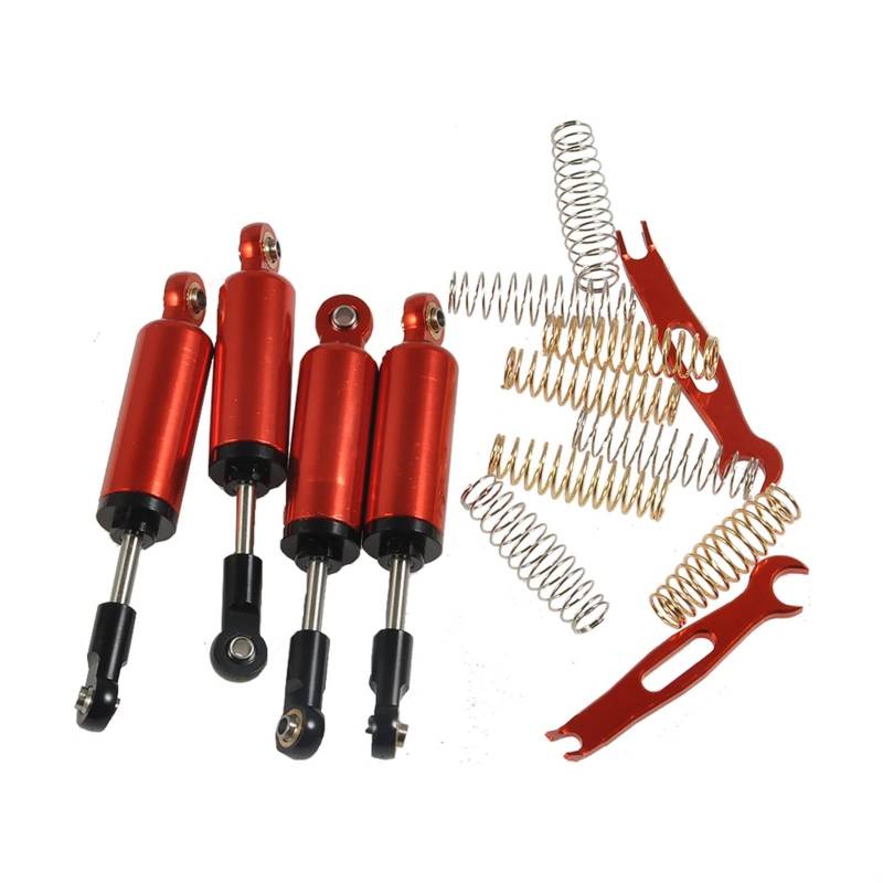 XEBRAD 4PCS RC Auto Interne Feder Stoßdämpfer Dämpfer 80mm, for 1/10 RC Crawler Axial SCX10 TRX4 D90 Stoßdämpfer Teile Auto-Stoßdämpferhalterung(Red) von XEBRAD