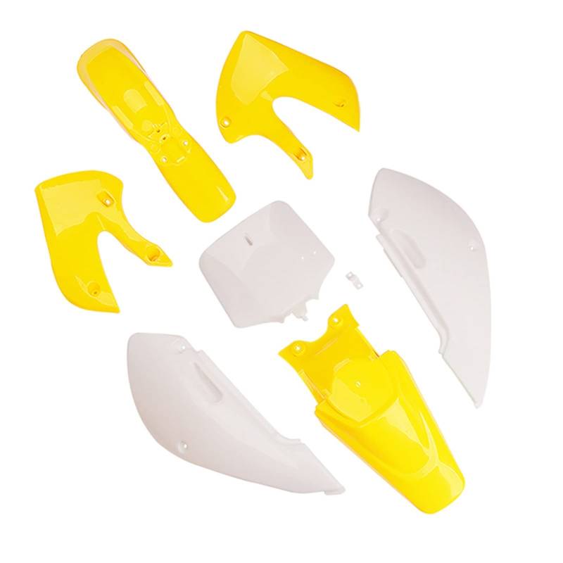 XEBRAD 7-teiliges Set Motorradteile Dirt Bike Verkleidung Kotflügel Nummernschild Kit KLX 110 KX65 DRZ110 RM65 2000-2009 Kotflügel(Yellow White) von XEBRAD