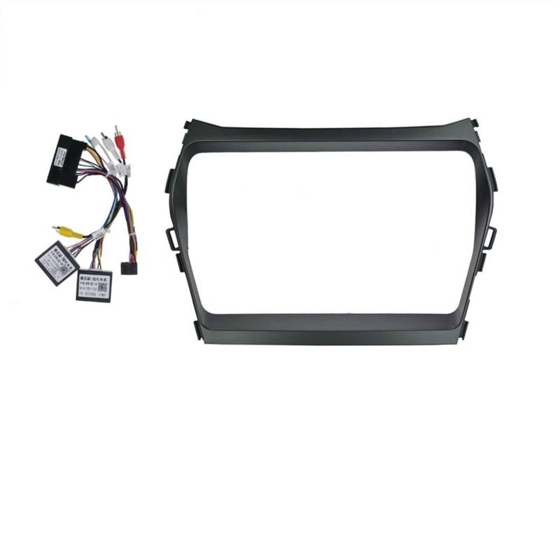 XEBRAD 9-Zoll-2-Din-Autoblende, for Hyundai, IX45 Santa FE 2015-2018, Stereo-Panel, Armaturenbrettmontage, Doppel-Din-Auto-DVD-Blendenrahmen Kfz-Stereo-Panel-Kit(Frame canbus Cable) von XEBRAD