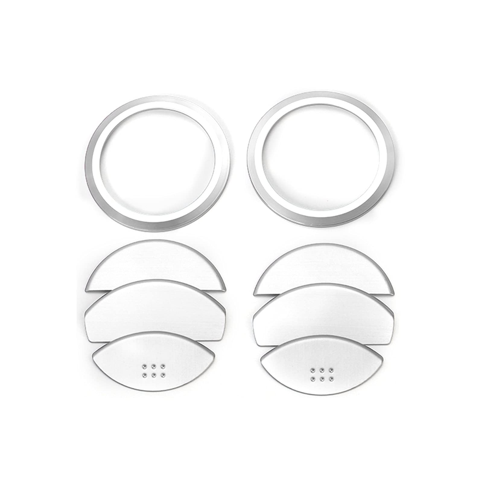 XEBRAD Aluminium-Dekorationsabdeckung, Aufkleber for Klimaanlage, AC-Entlüftungsauslassring, for Suzuki, for Jimny, Autozubehör AC-Steckdosenabdeckung(Silver a Set) von XEBRAD