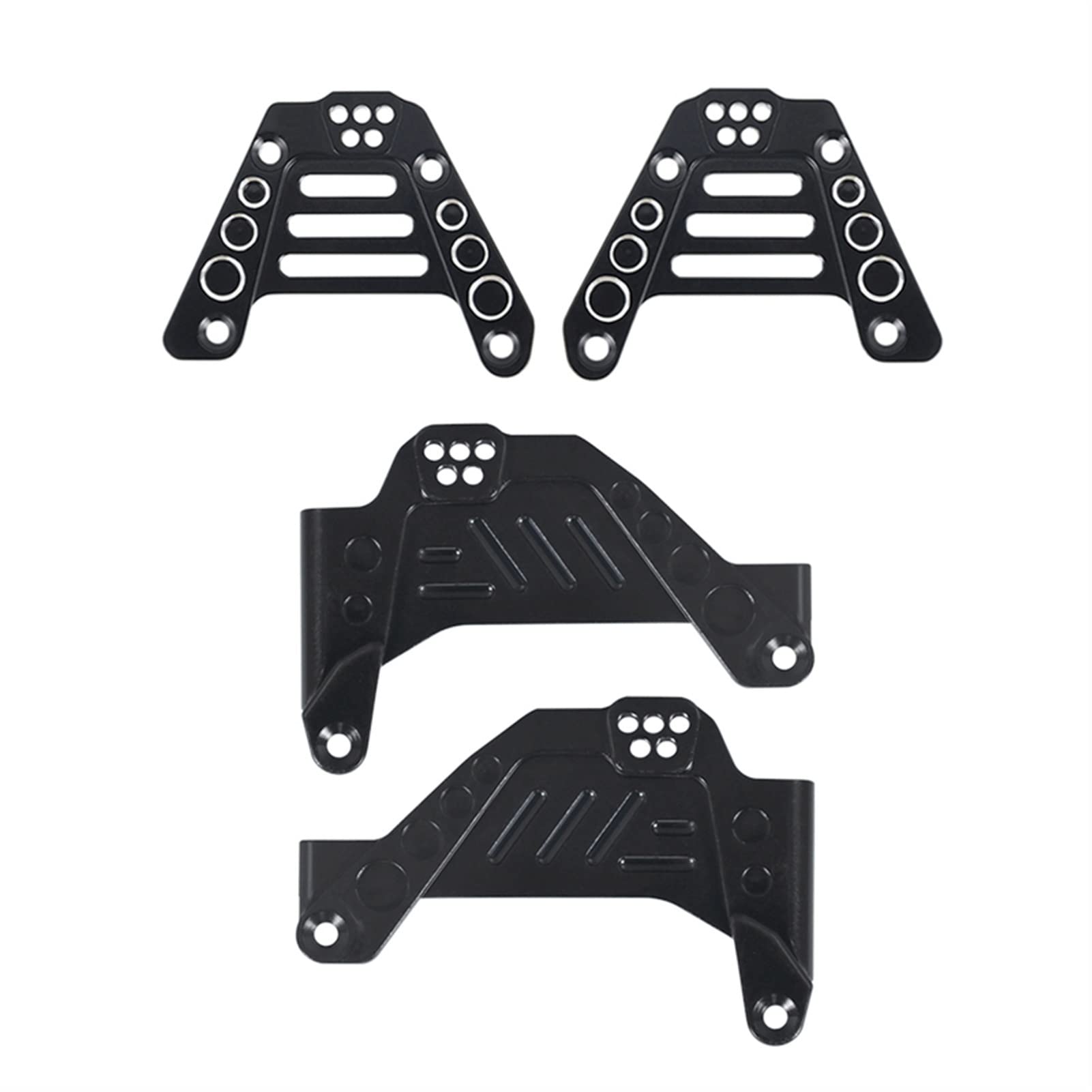 XEBRAD Aluminiumlegierung-Stoßdämpfertürme vorne und hinten, verstellbare Stoßdämpferhalterung, for 1/10 RC Crawler Axial SCX10 III Auto-Stoßdämpferhalterung(Black kit) von XEBRAD