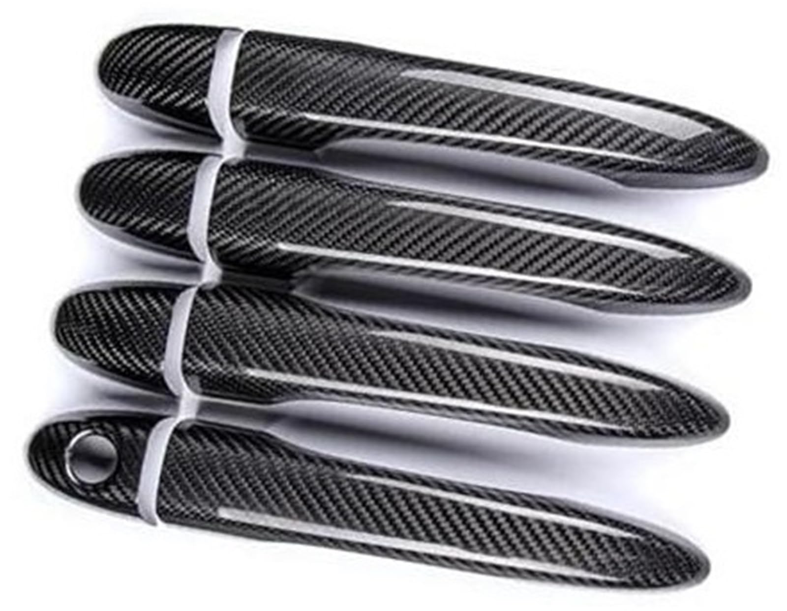 XEBRAD Auto-Außentürgriff, for Maserati, for Ghibli, for Quattroporte, for Levante LHD Car Styling 8-teilige Carbonfaser-Autoabdeckung Fahrzeugtürgriffschutz(Black 4 dr Without Sensor) von XEBRAD