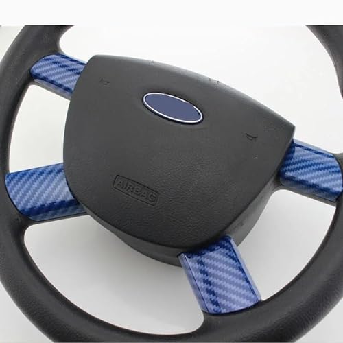 XEBRAD Auto for Ford, for Focus 2 MK2 2005–2014, Lenkrad-glänzende Abdeckung, dekorativer Lenkrad-Patch Dekorativer Aufkleber fürs Lenkrad(Carbon Fiber Blue) von XEBRAD