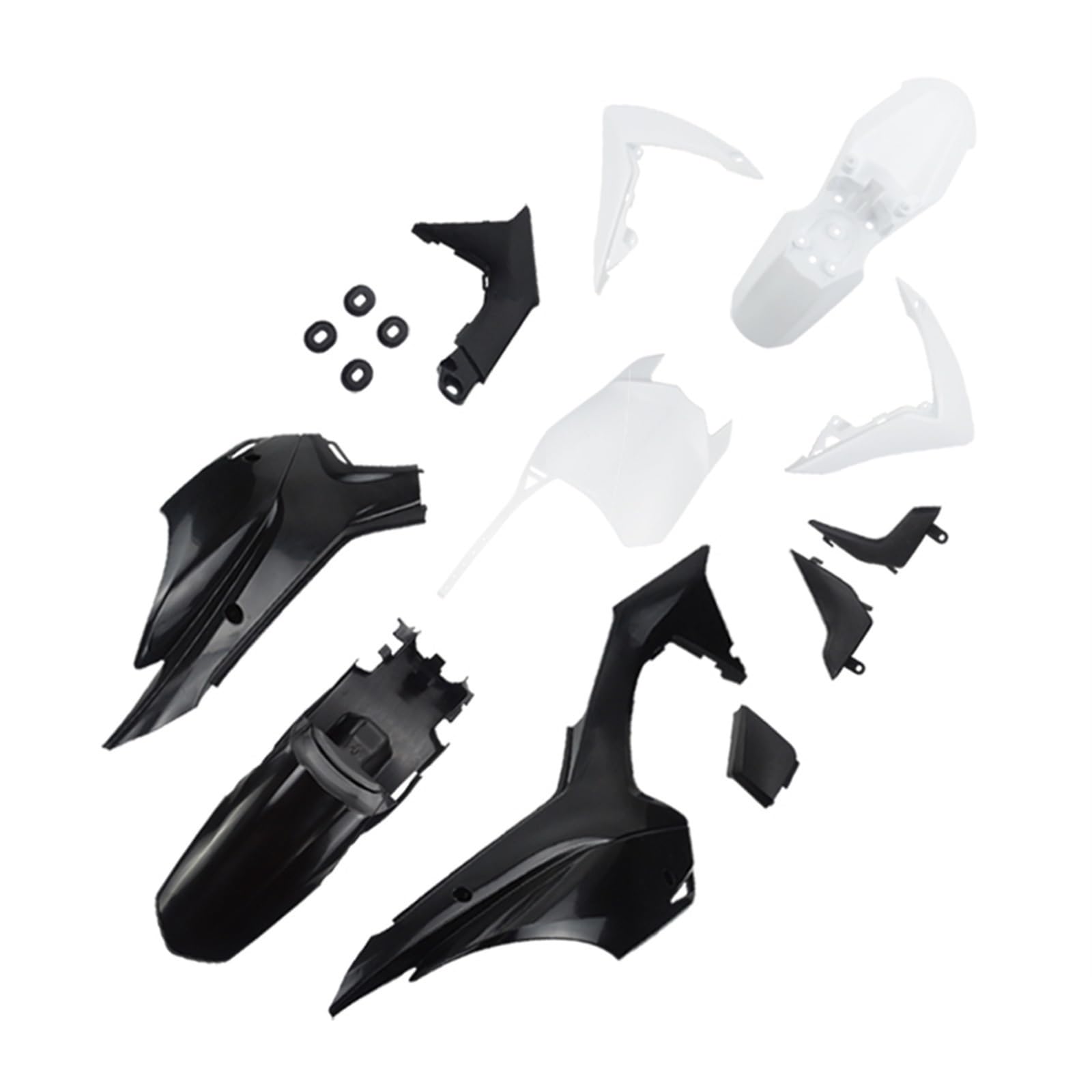 XEBRAD CRF110 Kunststoffteile Verkleidungsabdeckungs-Kits Offroad-Motorrad-Dirt-Pit-Bike, for CRF 110 2013 2014 2015 Dirt Pit Bike Verkleidungskotflügelsatz(Black and White) von XEBRAD