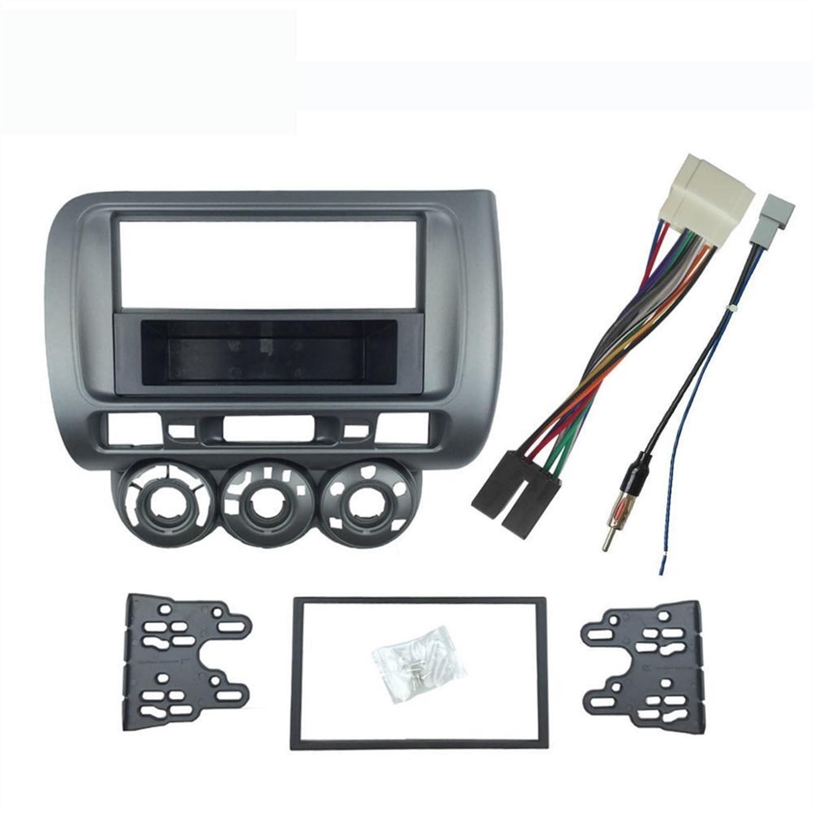 XEBRAD Doppel-DIN-Radioblende, for Jazz, LHD for RHD, CD, GPS, DVD, Stereo-CD-Panel, Haupteinheit, Armaturenbrett-Montage, Installationsrahmen Kfz-Stereo-Panel-Kit(Left Wheel 1 din ISO,173X98 mm) von XEBRAD