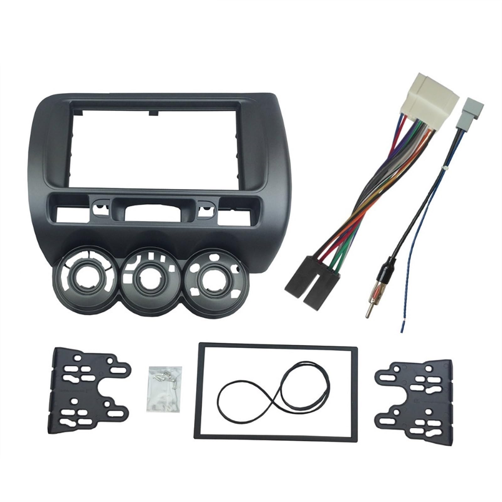 XEBRAD Doppel-DIN-Radioblende, for Jazz, LHD for RHD, CD, GPS, DVD, Stereo-CD-Panel, Haupteinheit, Armaturenbrett-Montage, Installationsrahmen Kfz-Stereo-Panel-Kit(Left Wheel with ISO,178X102 mm) von XEBRAD