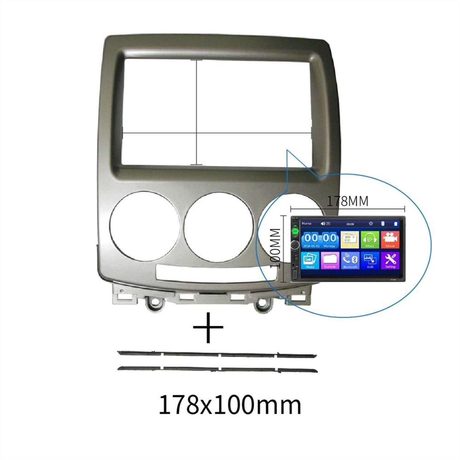 XEBRAD Doppelte 2-Din-Autoradio-Blende, for Ford, I Max 2007+, for Mazda, 5 Premacy 2005+ Audio-Stereo-Panel DVD-CD-Zierblende Kfz-Stereo-Panel-Kit(178X100mm) von XEBRAD