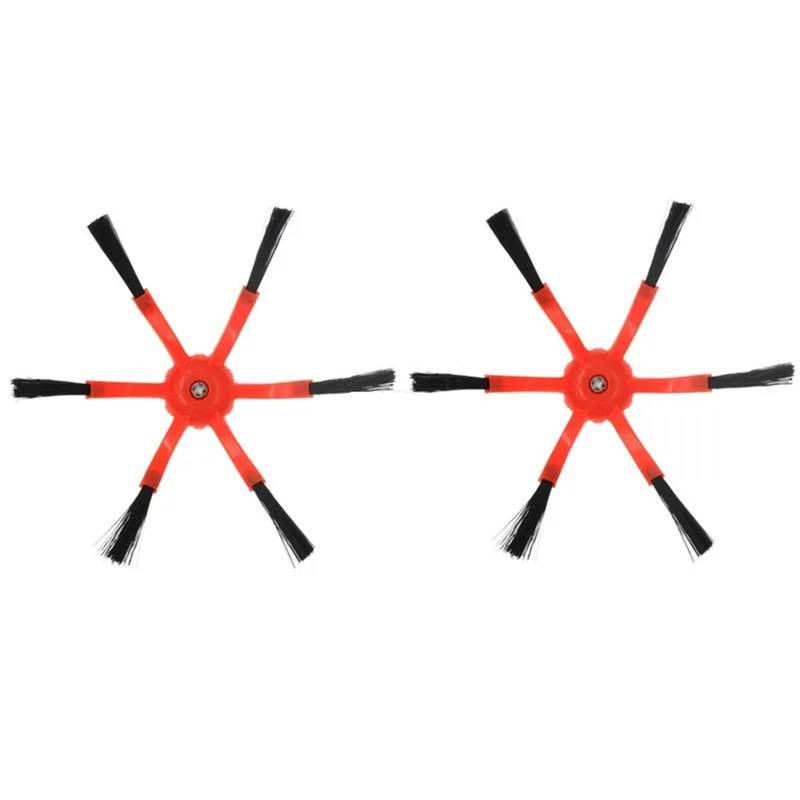 XEBRAD Ersatz-Silikon-Seitenbürste, for Roborock, S7 S6 S5 Max S50 Tuft Corner Bushes Xiomi T7 T7S Roboter-Staubsauger-Zubehör Roboter-Staubsauger-Kit(6 Arms Orange) von XEBRAD