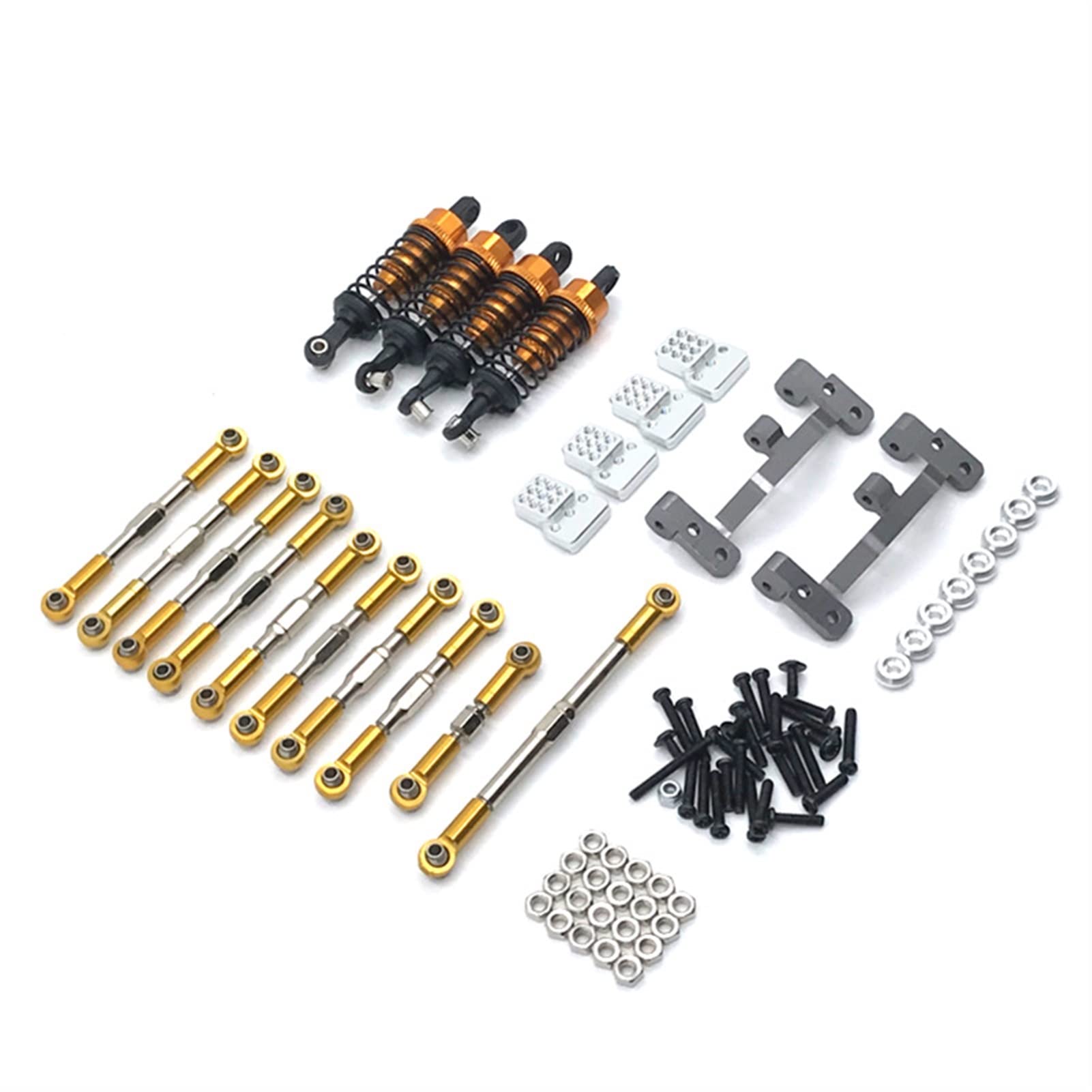 XEBRAD Fernbedienung Auto Metall Lenkung Link Installation, for Sitz, Stoßdämpfung Kit Upgrade Zubehör Ersatzteile WPL C14 C24 Auto-Stoßdämpferhalterung(Gold) von XEBRAD