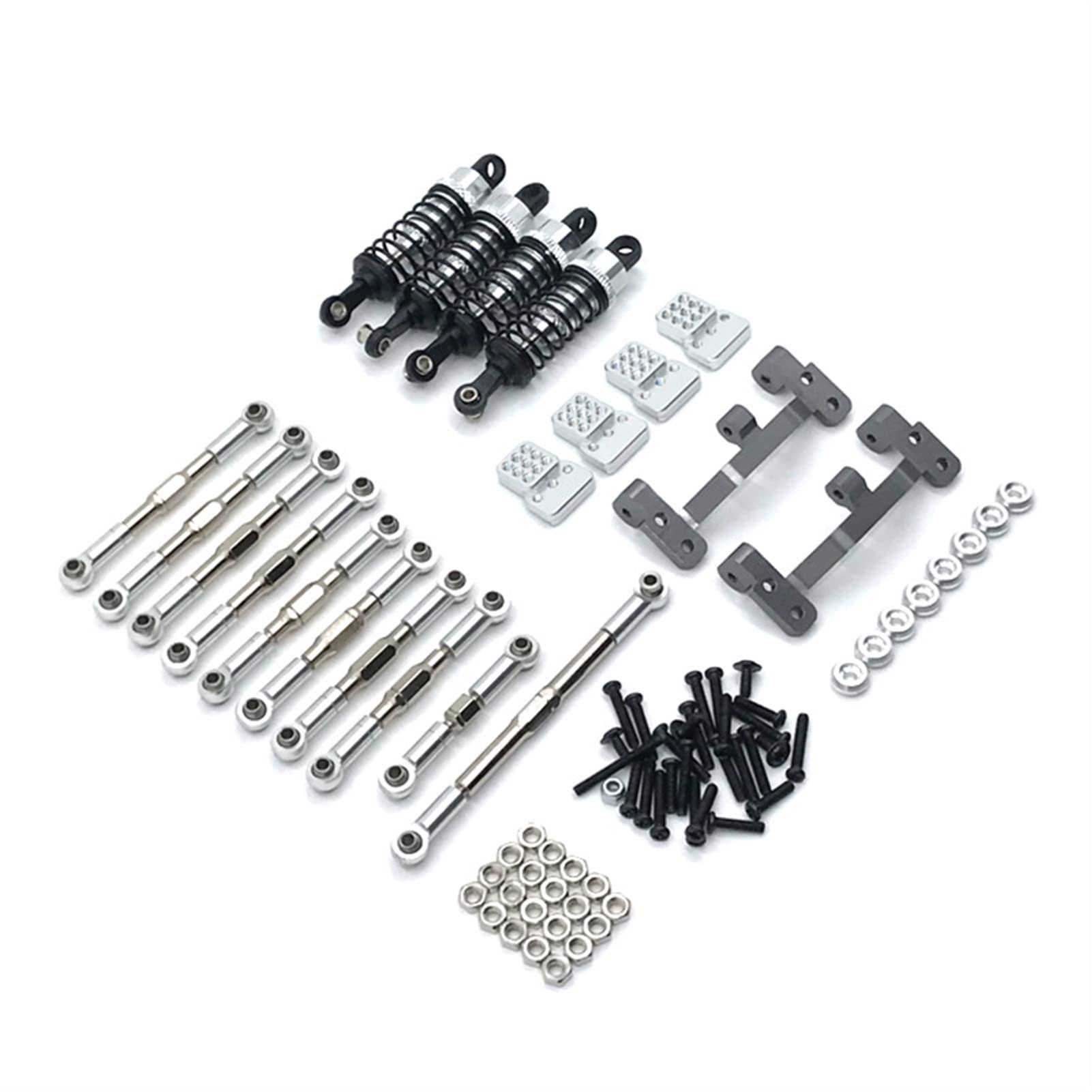 XEBRAD Fernbedienung Auto Metall Lenkung Link Installation, for Sitz, Stoßdämpfung Kit Upgrade Zubehör Ersatzteile WPL C14 C24 Auto-Stoßdämpferhalterung(Silver) von XEBRAD