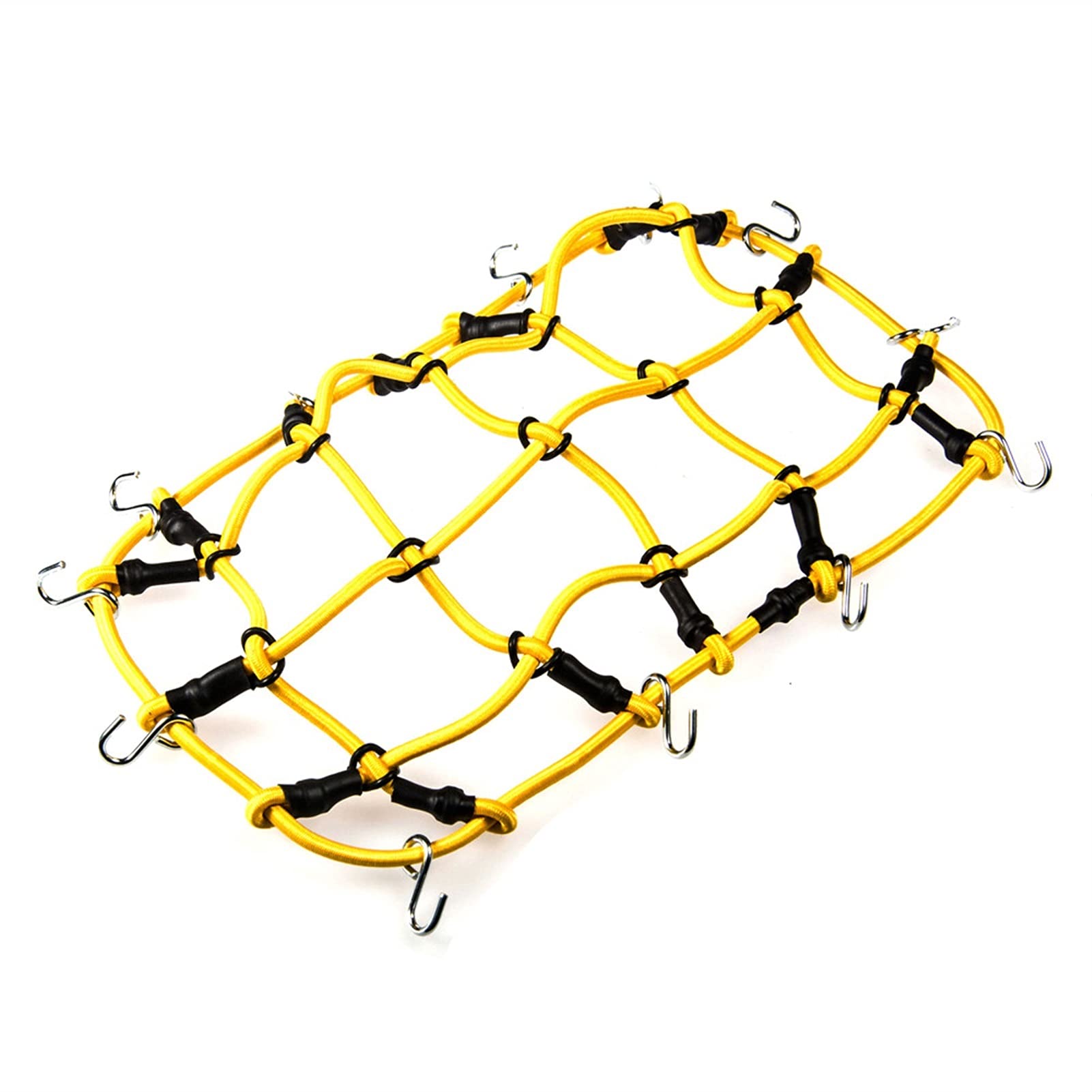 XEBRAD Gepäcknetz Elastisches Gepäckdachträgernetz 1:10, for Axial, SCX10 D90 TRX4 CC01 RC Kletterauto mit Haken Dachgepäckträger für Spielzeugautos(Yellow) von XEBRAD