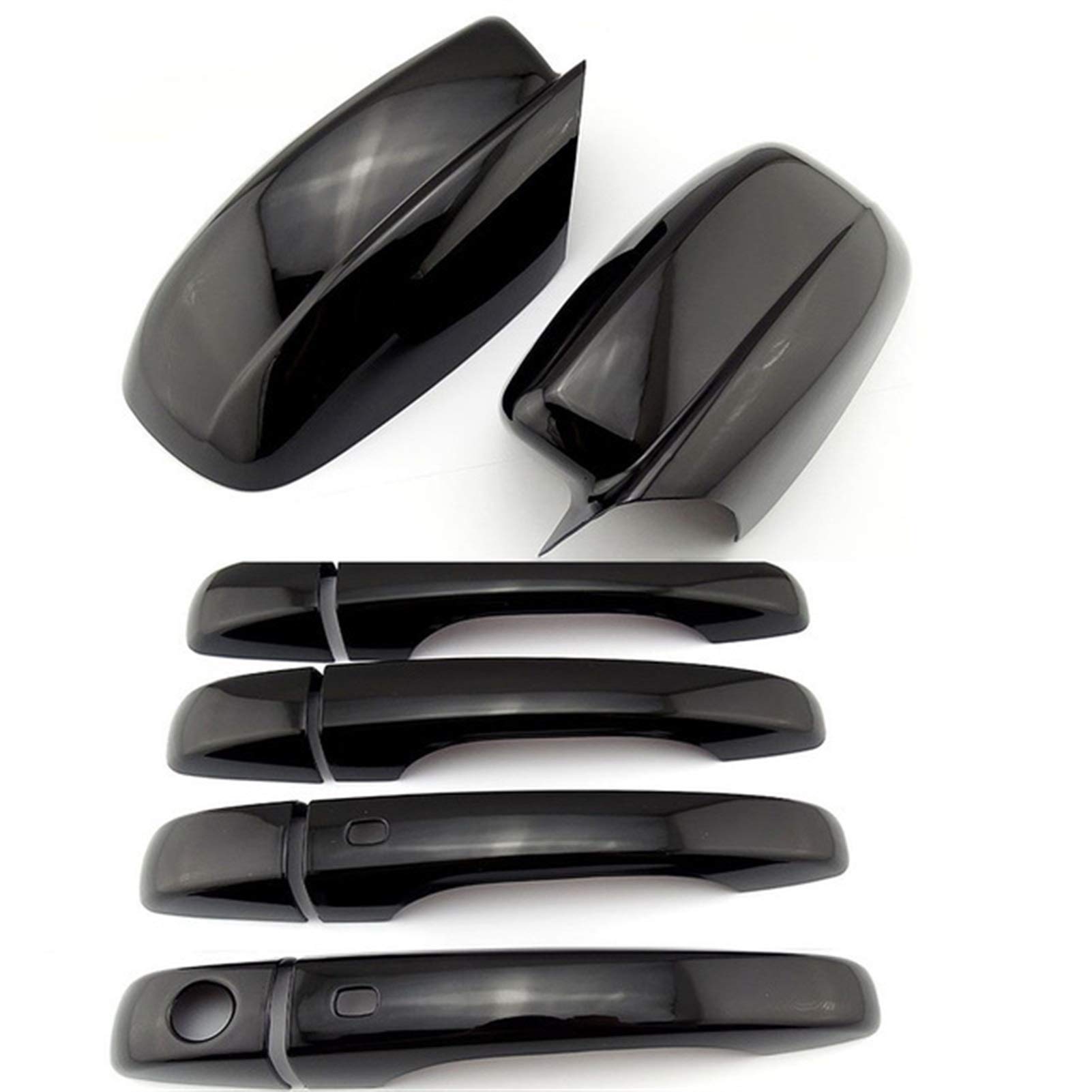 XEBRAD Glänzend schwarz verchromte ABS-Autotür-Seitenspiegelabdeckungen Türgriffverkleidung, for Chrysler, 300/300c 2011-2016 Außenspiegel-Abdeckkappe(A Set Black) von XEBRAD