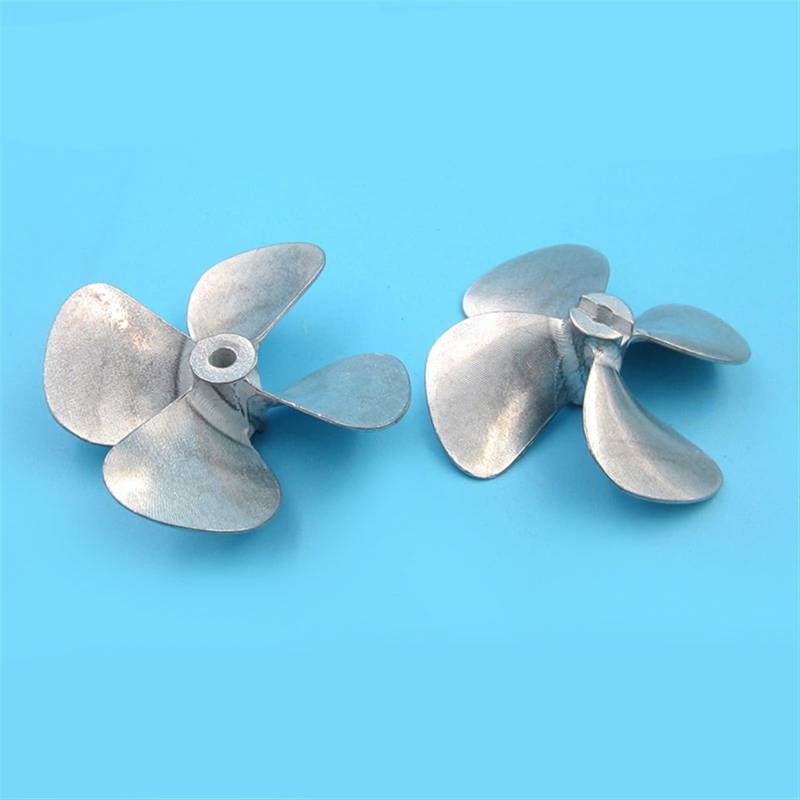 XEBRAD Köderboot Zinklegierung Propeller Vierblatt-Volltauchpropeller D60mm CW CCW 4mm 5mm Apertur Requisiten, for RC Boote Wellenteile Bootspropeller aus Metall(1pair 5mm Hole) von XEBRAD