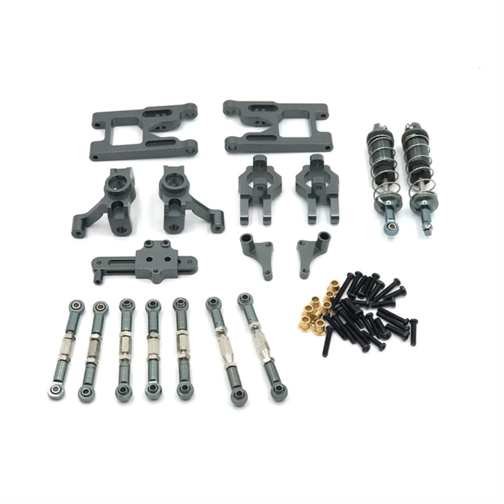 XEBRAD Lenkstangen-Stoßdämpfer-Adapter aus Metall, Lenkarm-Set, RC-Autoteile, for WLtoys, 1/12 12428 12423 Auto-Stoßdämpferhalterung(Gray) von XEBRAD