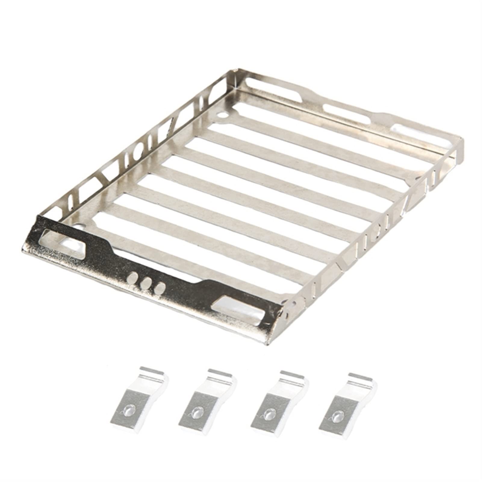 XEBRAD Metall Gepäckträger Dach Rack, for FMS, for EazyRC, for Arizona, for Jeep, 1/18 RC Auto Dachgepäckträger für Spielzeugautos(Silver) von XEBRAD