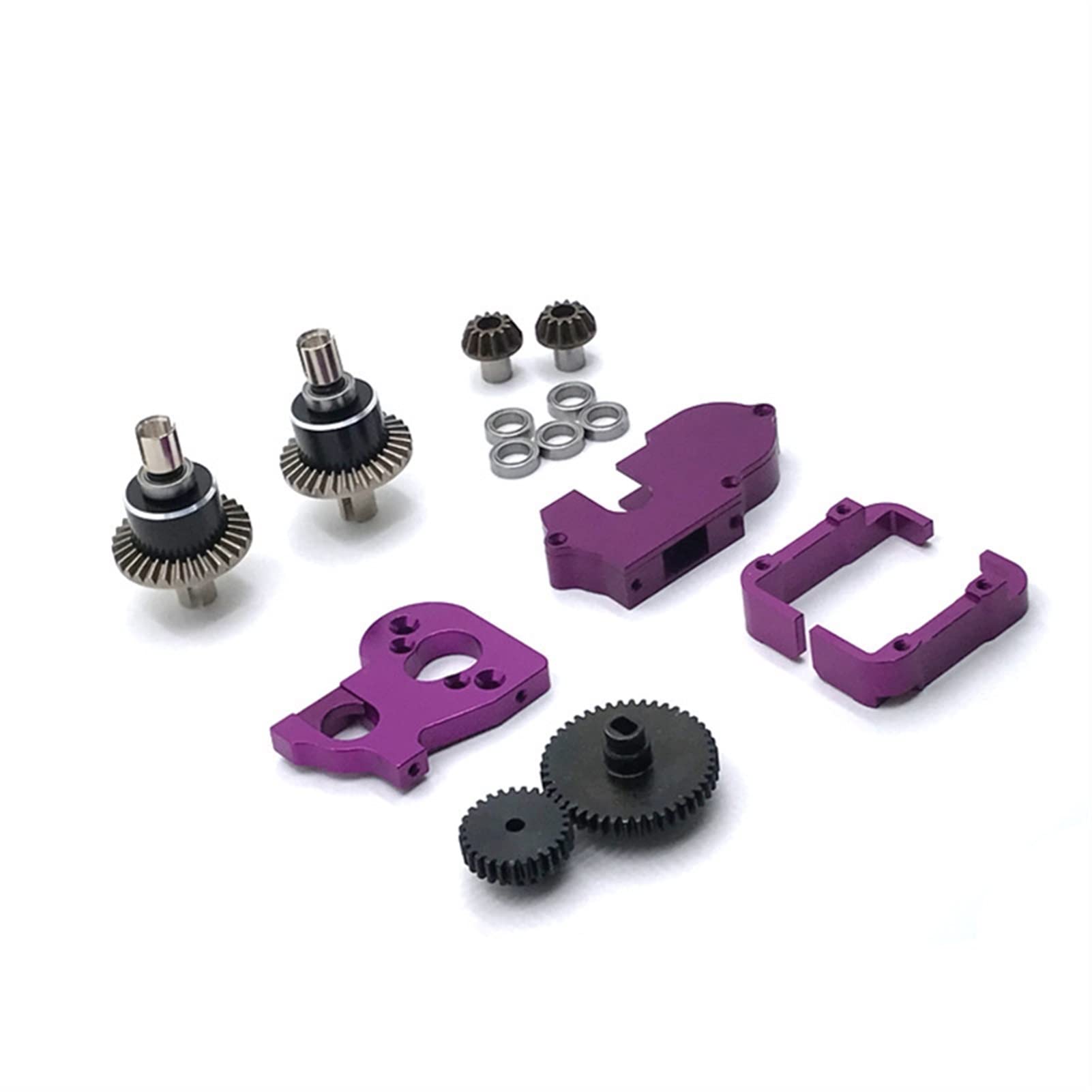 XEBRAD Metall-Modifikationsbausatz inklusive Differenzialgetriebe usw. for WLtoys, 144002 144001 124016 124017 124018 124019 RC-Car Auto-Stoßdämpferhalterung(Purple) von XEBRAD