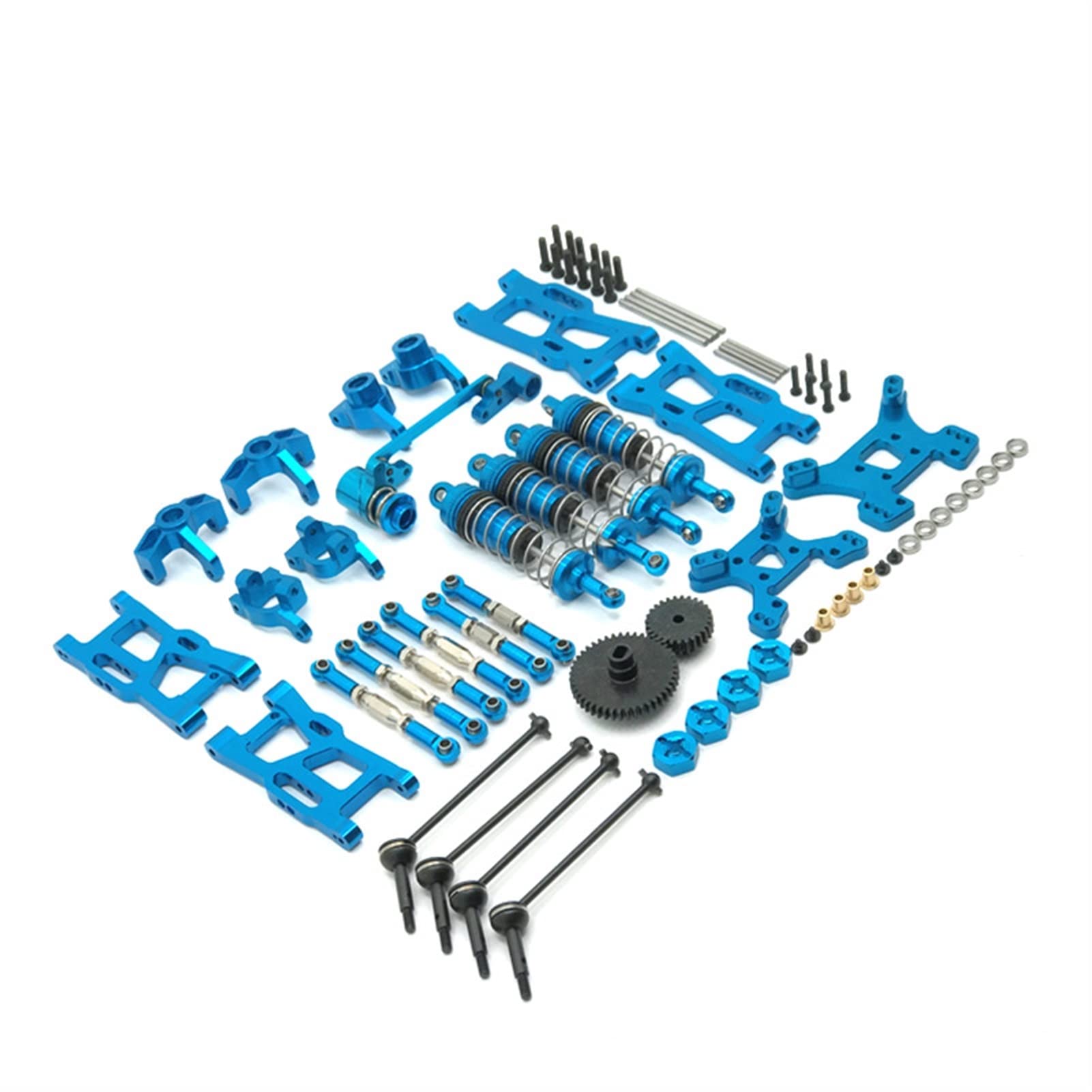 XEBRAD Metall-Upgrade- und Modifikationsteile, gefährdete Modifikationskits, 14-teiliges Set, for WLtoys, RC-Car 144001 124019 Auto-Stoßdämpferhalterung(Blue) von XEBRAD