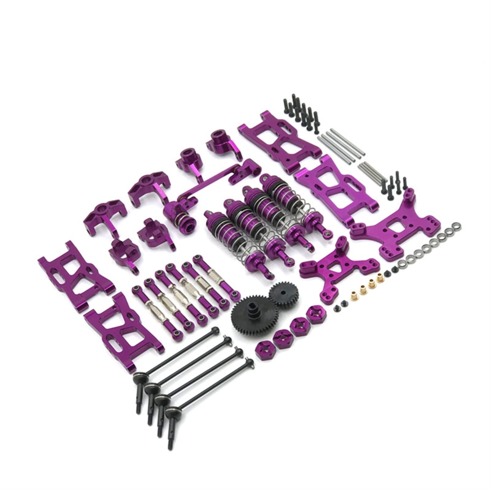 XEBRAD Metall-Upgrade- und Modifikationsteile, gefährdete Modifikationskits, 14-teiliges Set, for WLtoys, RC-Car 144001 124019 Auto-Stoßdämpferhalterung(Purple) von XEBRAD