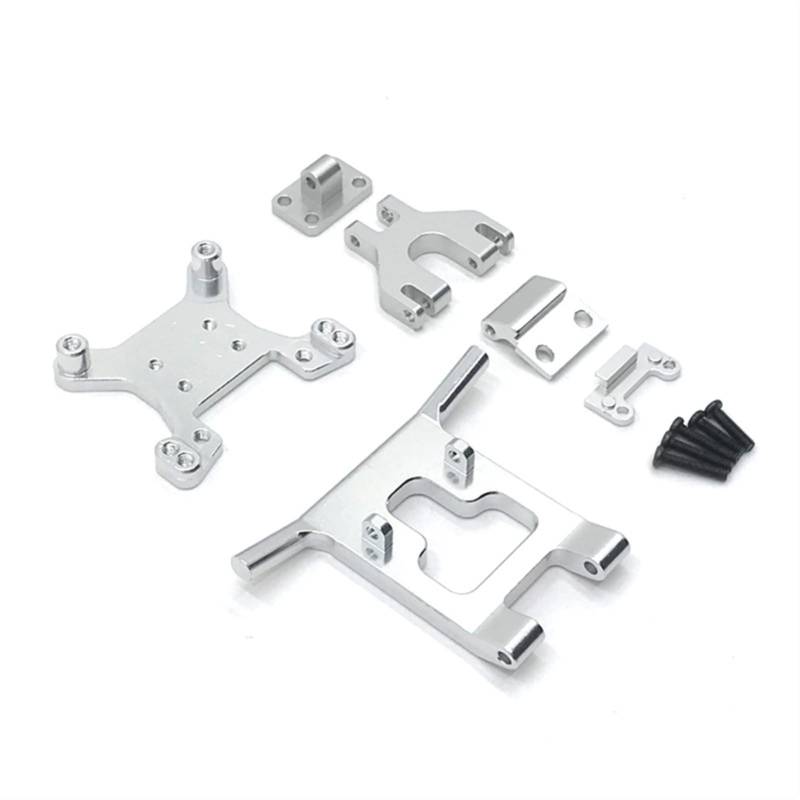 XEBRAD Metallteile Fernbedienung Autoteile Stoßdämpferhalterung for vordere Stoßstange, for WLtoys, 124017-16-18 124019 144001 Auto-Stoßdämpferhalterung(Silver) von XEBRAD