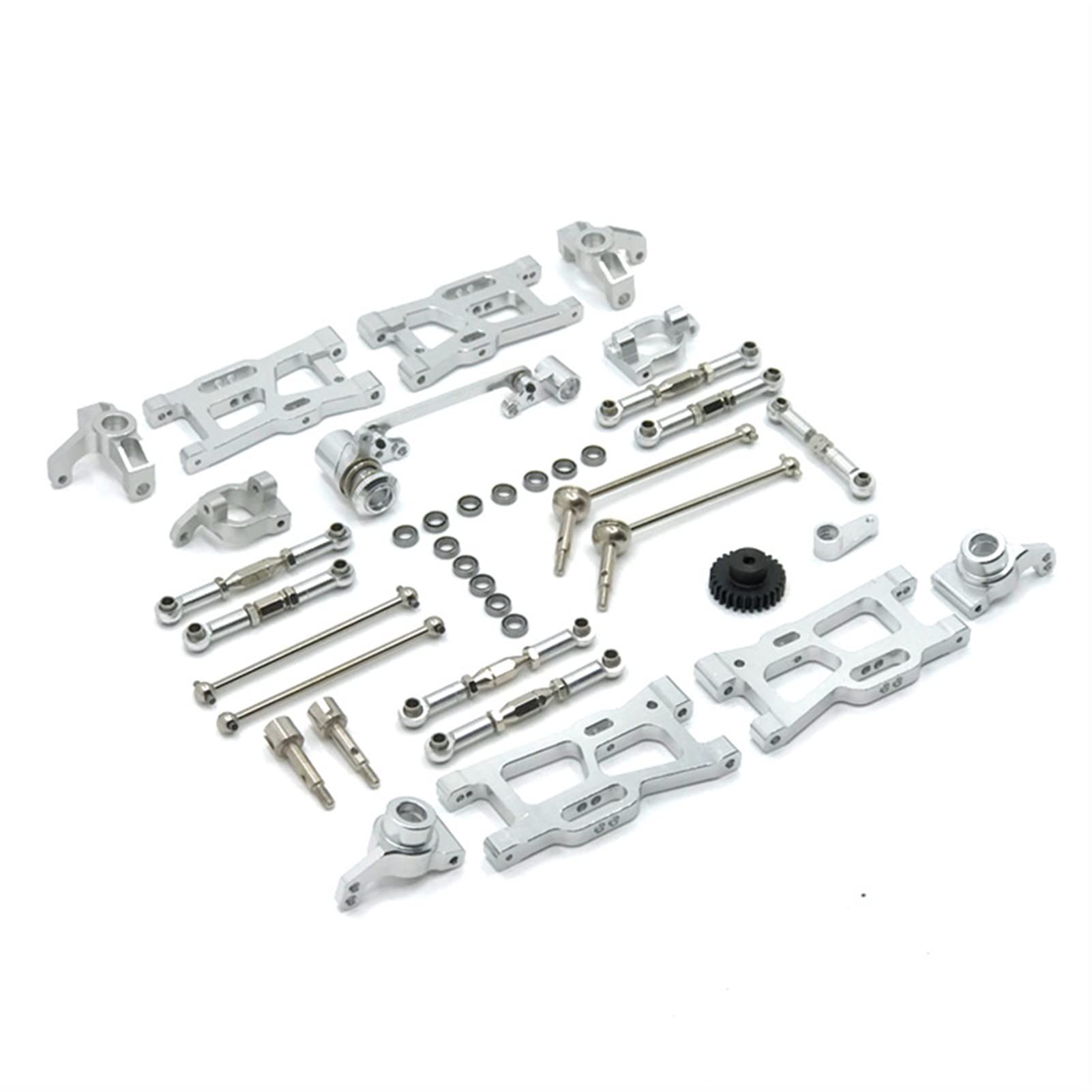 XEBRAD Metallzubehörsatz Fernbedienung Auto 1/12 1/14 RC Autoteile, for WLToys, 144001 124016 124017 124018 124019 Auto-Stoßdämpferhalterung(Silver) von XEBRAD