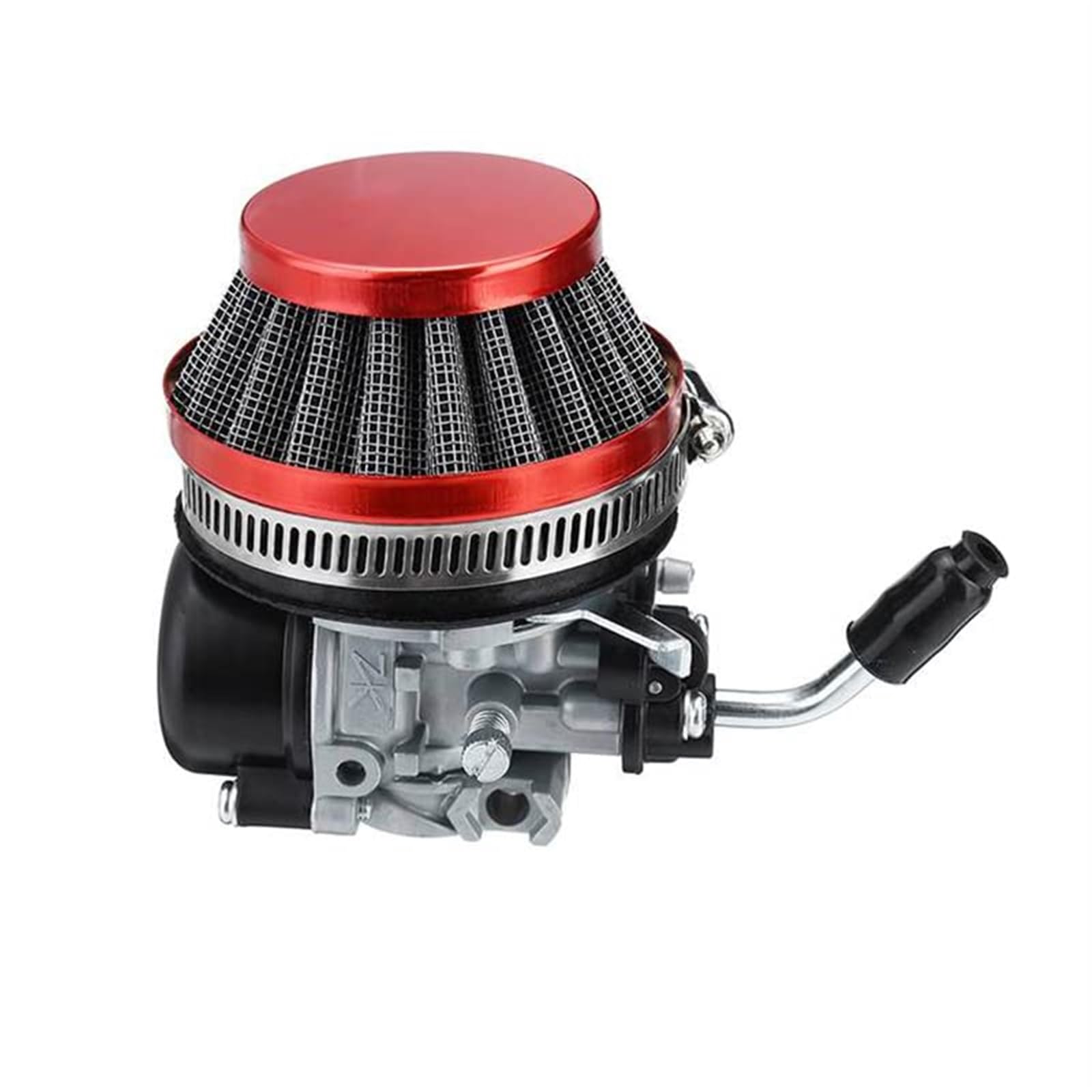 XEBRAD Motorrad 37cc 49cc 50cc 80cc 2 Takt Vergaser Mit Luftfilter, for Mini, Moto Dirt Pocket Bike ATV Quad Motorrad-Lufteinlass(Black Red) von XEBRAD