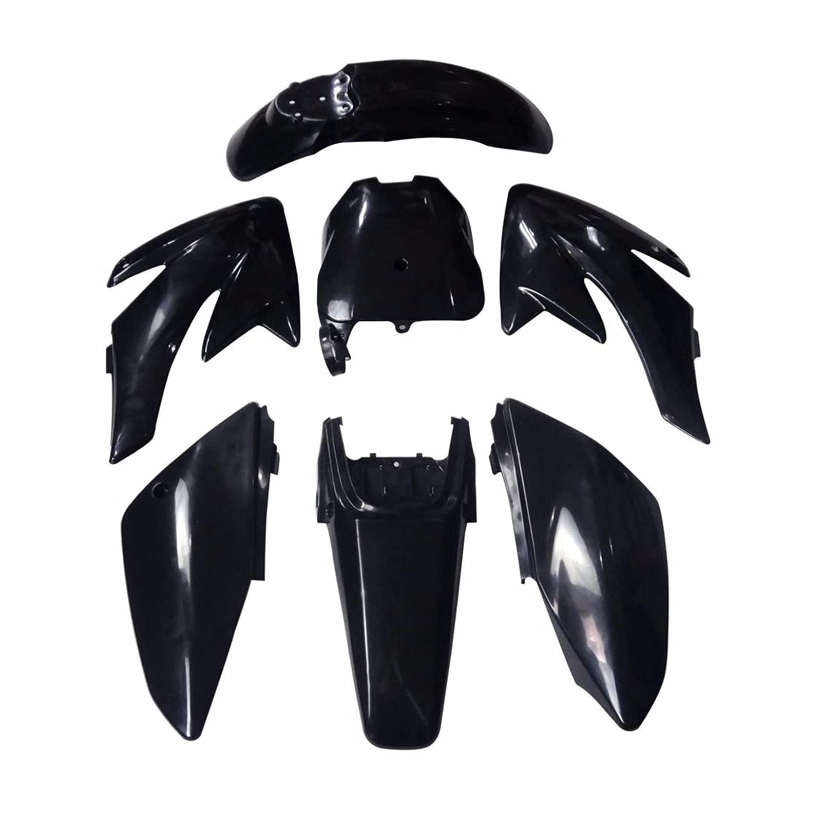 XEBRAD Motorrad Dirt Bike Karosserie ABS Kotflügelschutz Verkleidung Karosserieabdeckung Kits Kotflügelplatten Kotflügelabdeckungen CRF70 70CC Kotflügelverkleidungs-Bodykit(Black) von XEBRAD