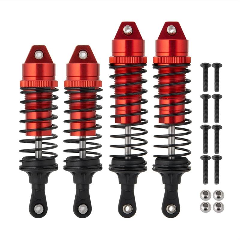 XEBRAD RC Auto Stoßdämpfer Aluminiumlegierung Vorne Hinten Dämpfer 1:10, for Traxxas, Slash Fernbedienung Auto Stoßdämpfer Teile Auto-Stoßdämpferhalterung(Red-Front Rear) von XEBRAD