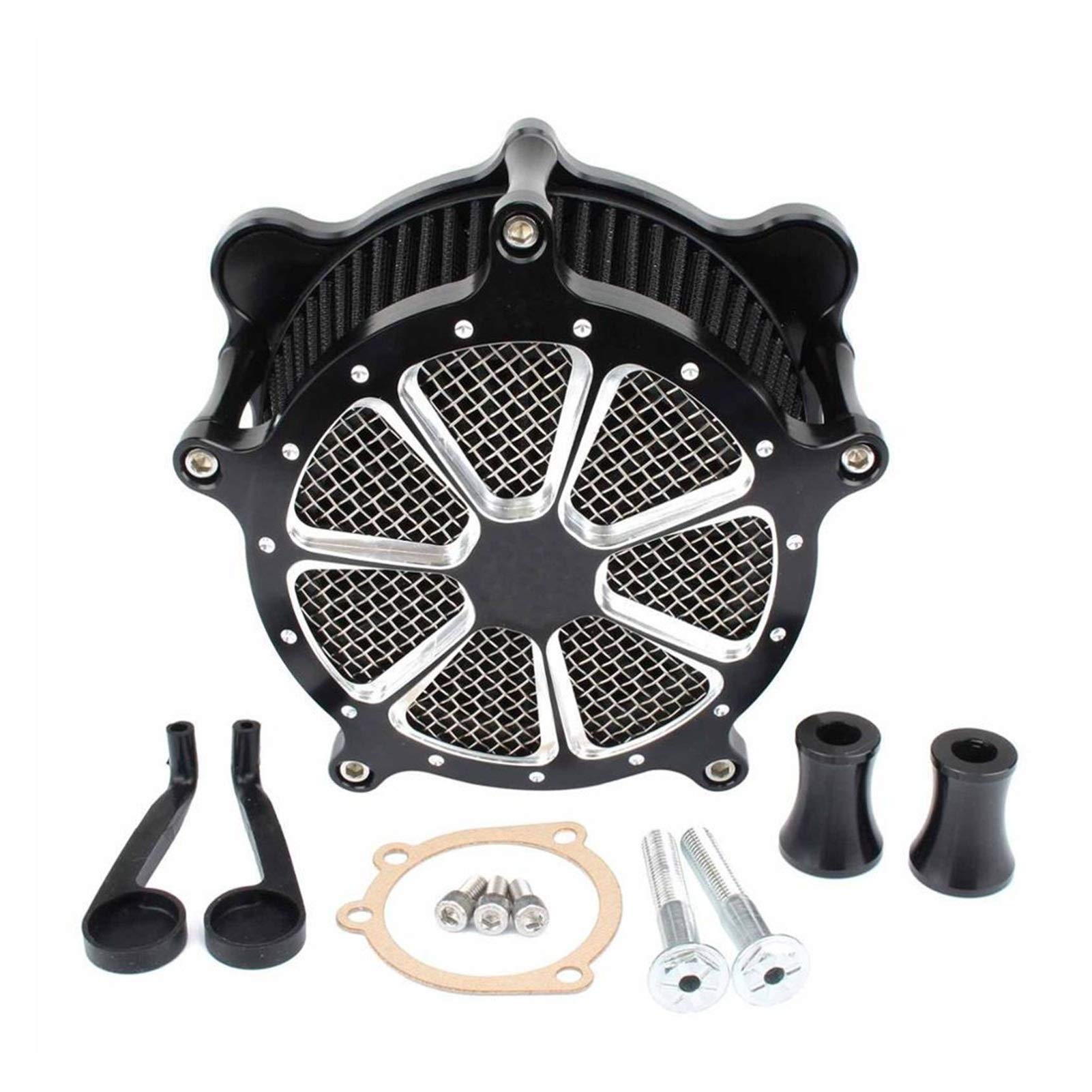 XEBRAD Schwarzes Motorrad-Luftfilter-Einlass-Venturi-Luftfilter-Kits, for Harley, Touring Dyna FXR Road King Street Glide Softail FXDL Austausch des Motorrad-Luftfilters(Black 2) von XEBRAD