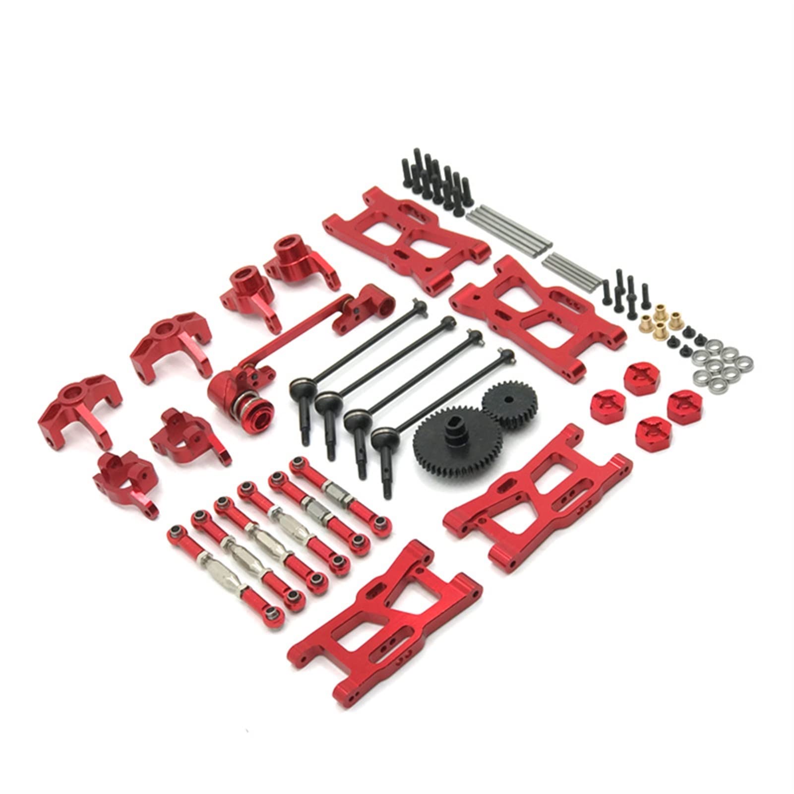 XEBRAD Verbessertes Metallteile-Set RC-Autoteile, for WLtoys, 144001 124019 124018 124017 124016 Auto-Stoßdämpferhalterung(Red) von XEBRAD