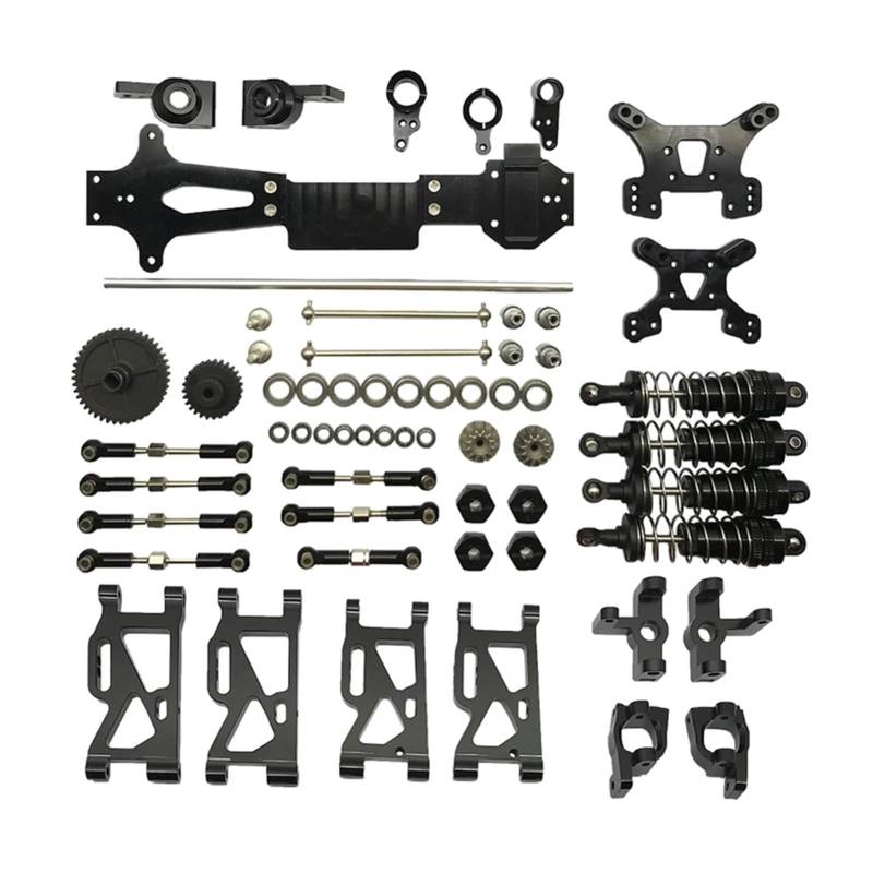 XEBRAD Vollständiger Satz Upgrade-Teile inklusive C, for Sitz, Lenkbecher-Schwingengetriebe, for WLtoys, 144001 Auto-Stoßdämpferhalterung(Black) von XEBRAD