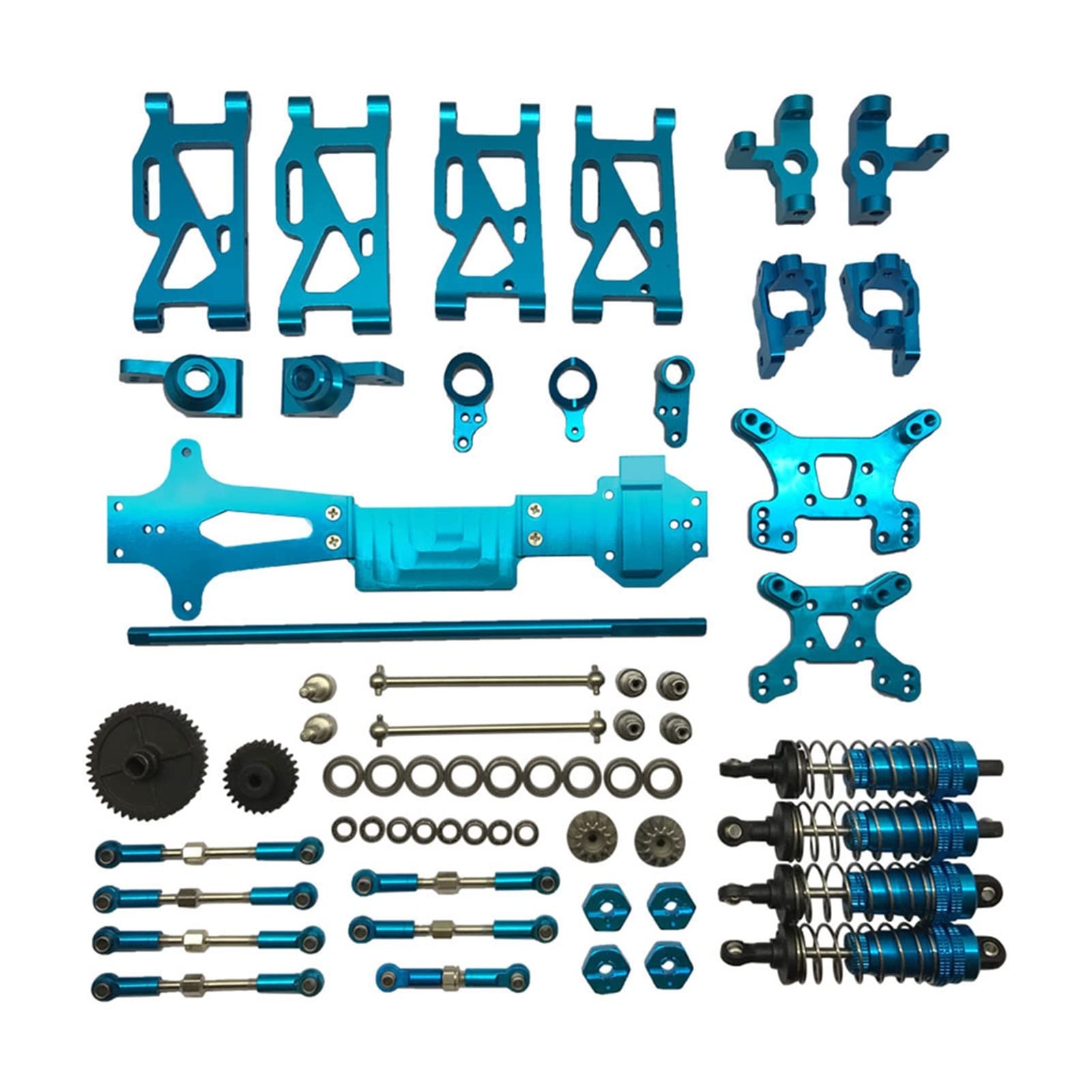 XEBRAD Vollständiger Satz Upgrade-Teile inklusive C, for Sitz, Lenkbecher-Schwingengetriebe, for WLtoys, 144001 Auto-Stoßdämpferhalterung(Blue) von XEBRAD