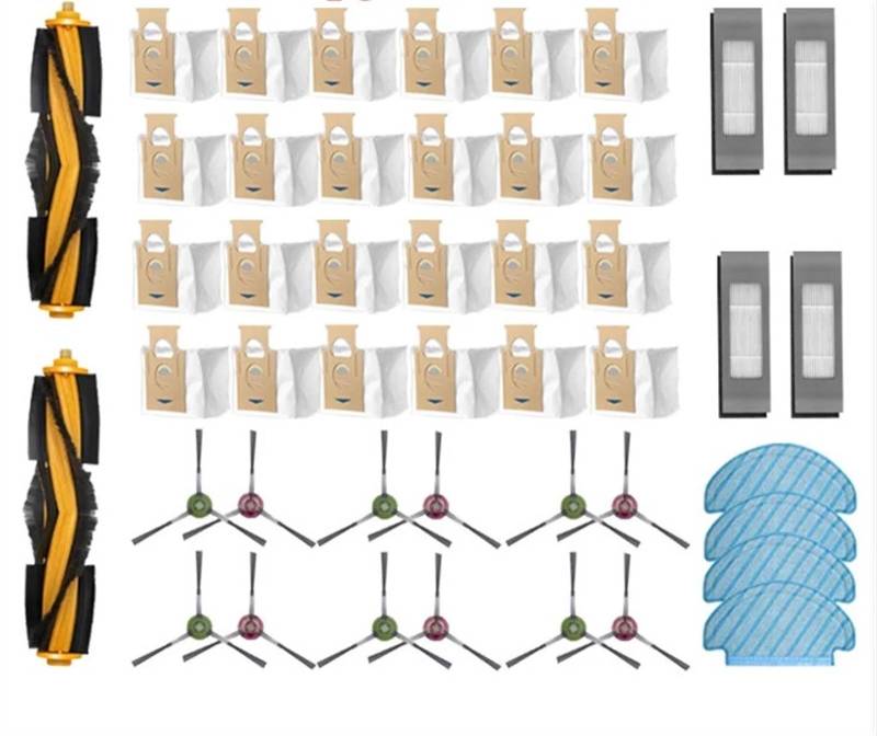 XEBRAD for Ecovacs Deebot T9 AIVI T8 AIVI N8 Pro Staubbeutel Teile Hauptseitenbürste HEPA-Filter Roboter-Staubsauger Ersatzzubehör Roboter-Staubsauger-Kit(46pcs) von XEBRAD