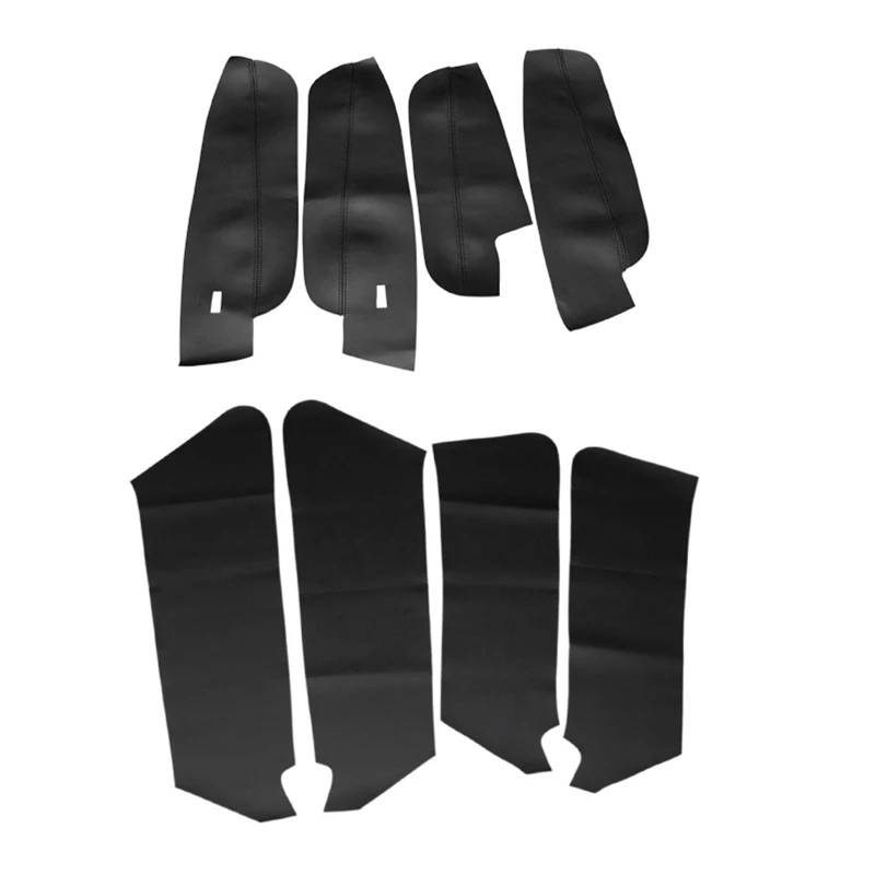 XEBRAD for VW, for Tiguan, L 2017 2018 2019 8-teiliges Innen-Auto-Türgriff-Armlehnen-Panel, Mikrofaser-Lederbezug, dekorative Zierleiste Auto-Türverkleidungsabdeckung(8pcs Black-red line) von XEBRAD