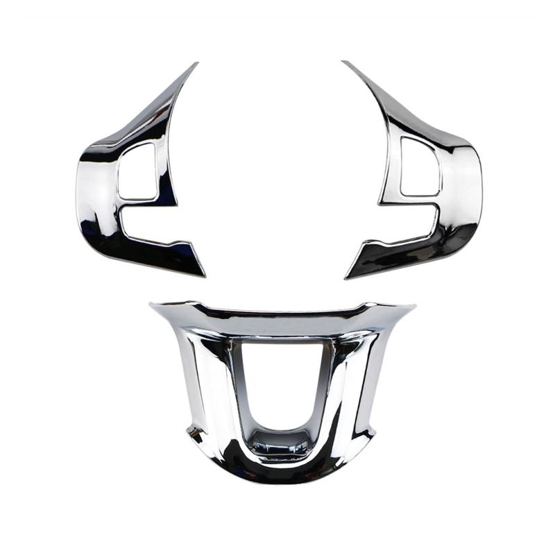 XEDLAMP 3-teiliges Set, ABS-Chrom, Auto-Lenkrad-Dekorationsabdeckung, Zieraufkleber, for Peugeot, 2008, 2014–2019, Zubehör Auto-Lenkradaufkleber(Chrome Glossy) von XEDLAMP