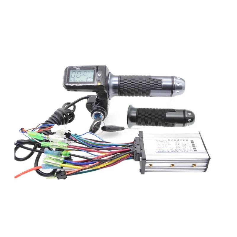 XEDLAMP Im Namen des Fahrens Elektroauto-Modifikation 36/48V LCD-Drehgriff Geschwindigkeits- und Kilometerstandanzeige 250/350W Hall-Controller-Set Multifunktionales Scooter-Dashboard(Key 48V Set blac von XEDLAMP