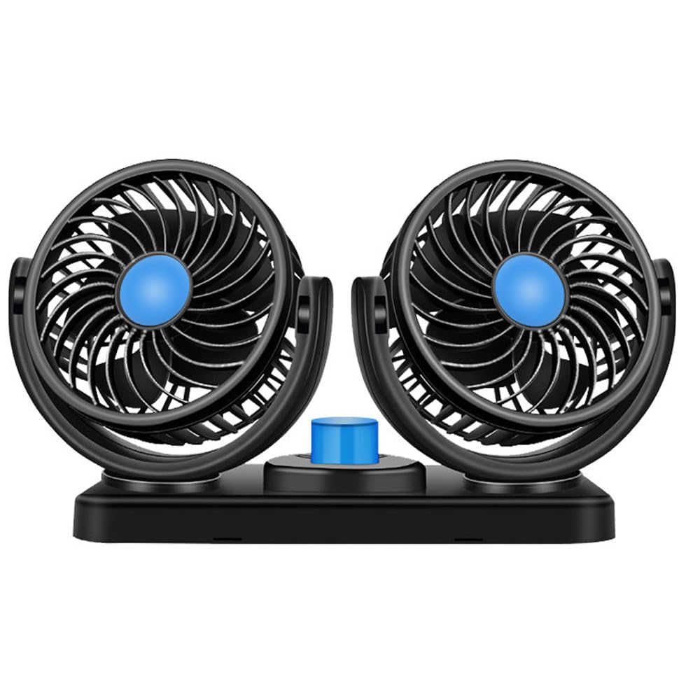 XEERUN Auto Ventilator, 12V Doppelkopf-Autolüfter Kühlung, Doppelkopf Autolüfter Gebläse mit 3 Geschwindigkeiten, 360° Drehbarer Leise Lüfter für LKW Boote SUV Wohnmobil XEERUN Auto Ventilator, 12V Doppelkopf-Autolüfter Kühlung, Doppelkopf Autolüfter Gebläse mit 3 Geschwindigkeiten, 360° Drehbarer Leise Lüfter für LKW Boote SUV Wohnmobil von XEERUN