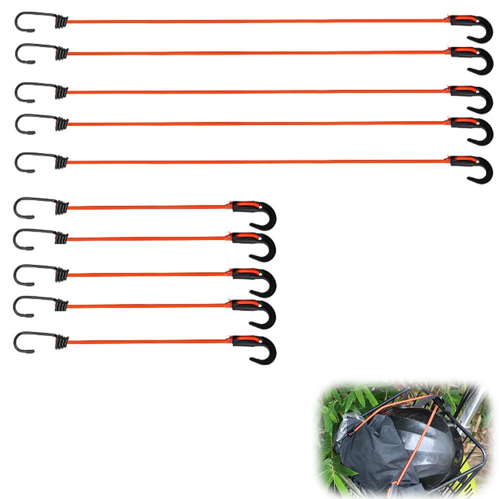 XEERUN Spanngummi mit Haken,10 Stück Expander mit Haken, Extra Starke Spanngummis - Gepäckspanner zur Befestigung für Outdoor Haushalt Gepäck Planen Dachträger von XEERUN