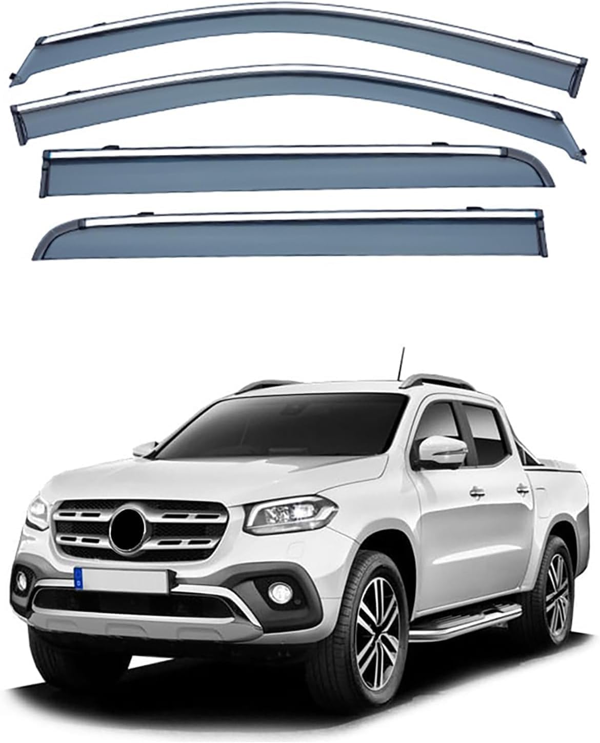 4 Stück Windabweiser Autofenster für Mercedes Benz X Class Pickup W470 2017 2018 2019 2020 2021 2022 2023, Autofenster Regenschutz Regenabweiser Integrierte Deflektoren Zubehör von XENITE