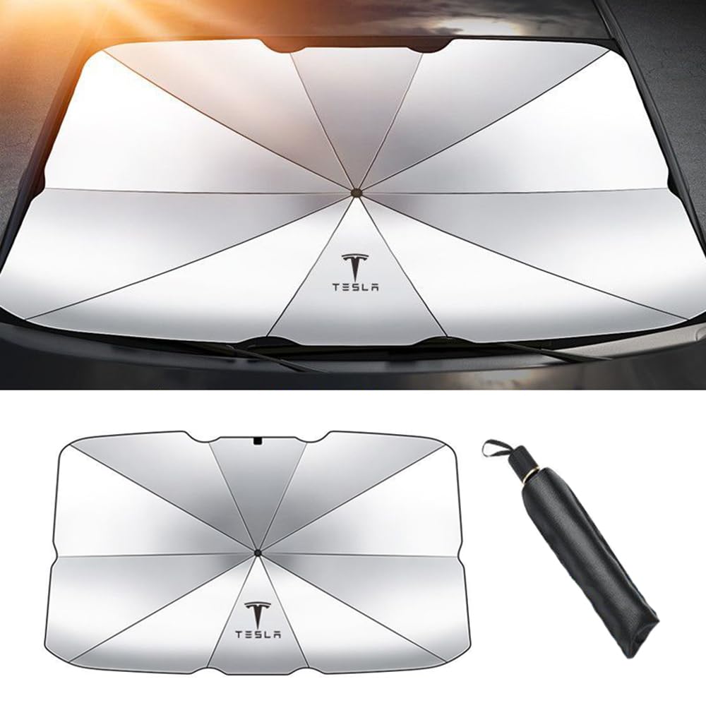 Auto Windschutzscheibe Frontscheibe Sonnenschutz für Tesla Model 3 Sonnenschirm UV-Schutz Sunshade Umbrella Faltbarer ZubehöR von XENITE