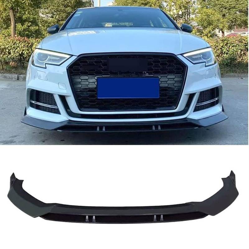 Frontspoiler Lippe Spoilerlippe Splitter Für Audi A3 S3 Limousine 2017 2018 2019 2020, Stoßstange Lippe Front Spoiler Tuning Auto zubehör,Gloss Black von XENITE