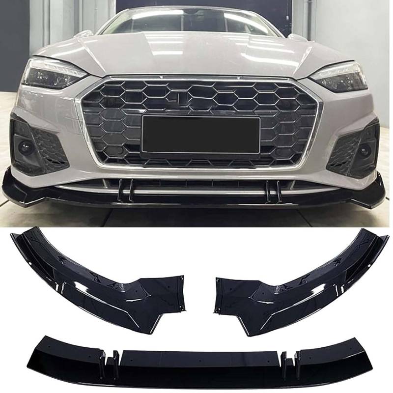 Frontspoiler Lippe Spoilerlippe Splitter Für Audi A5 S5 RS5 Sportback 2021 2022+, Stoßstange Lippe Front Spoiler Tuning Auto zubehör,Glossy Black von XENITE