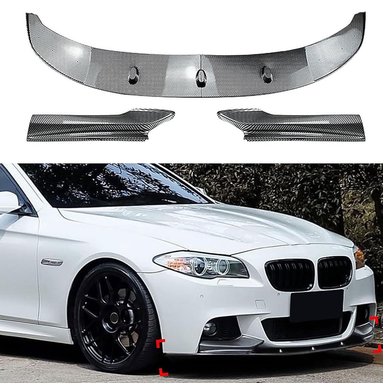 Frontspoiler Lippe Spoilerlippe Splitter Für BMW 5 Series F10 F11 M Sport 2011-2016 2017, Stoßstange Lippe Front Spoiler Tuning Auto zubehör,Carbon Fiber Look von XENITE