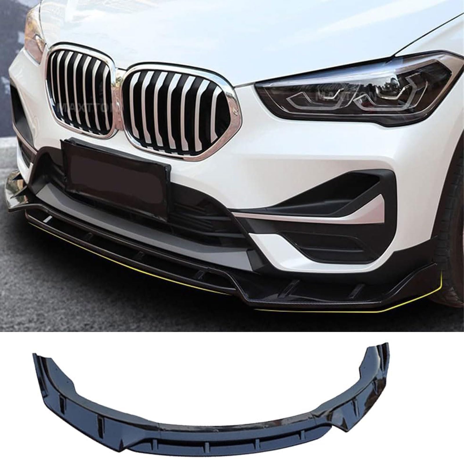 Frontspoiler Lippe Spoilerlippe Splitter Für BMW F48 X1 X-Drive 2015-2020 2021 2022, Stoßstange Lippe Front Spoiler Tuning Auto zubehör von XENITE