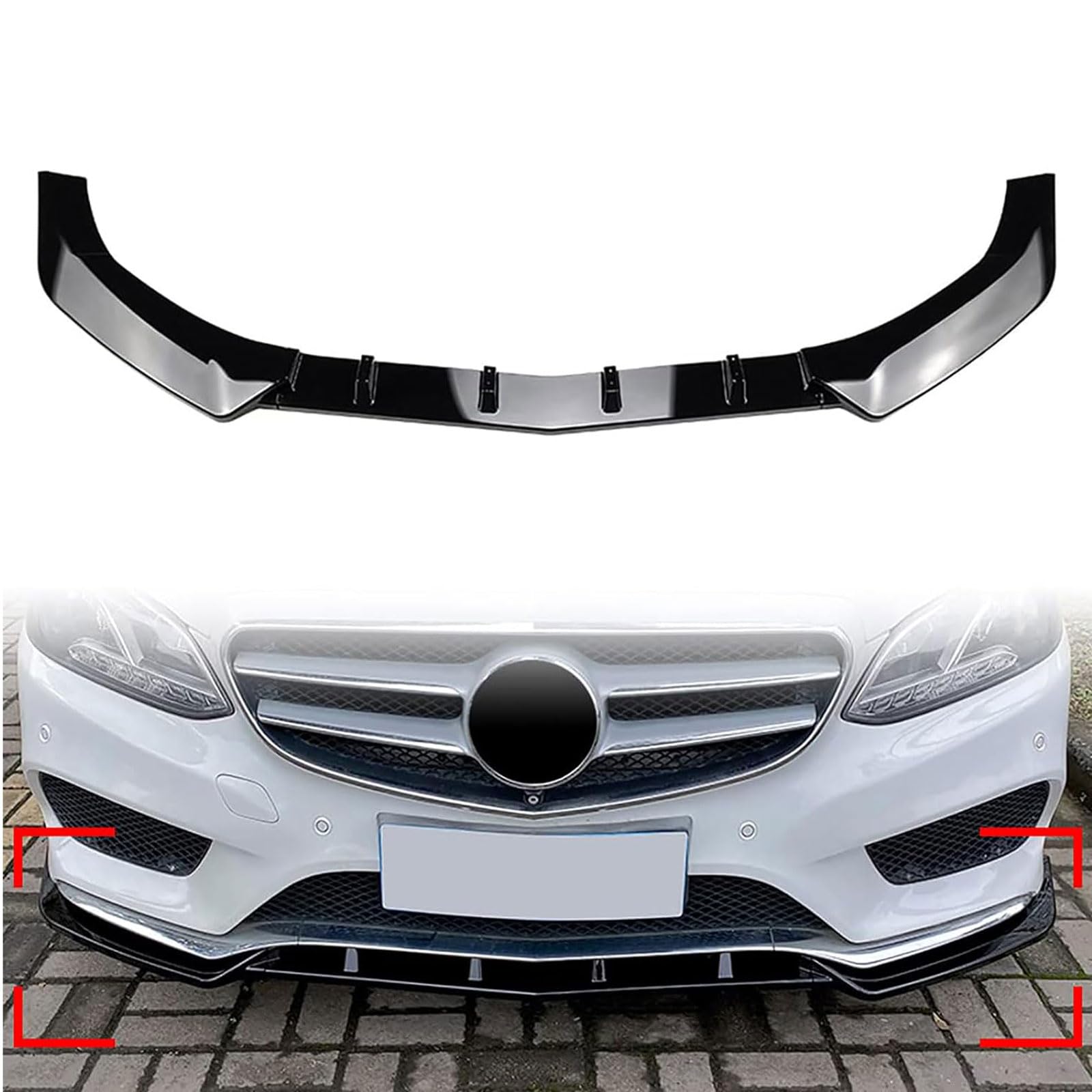 Frontspoiler Lippe Spoilerlippe Splitter Für Mercedes Benz E Class W212 E200 E220 E250 E300 E350 Sport 2013 2014 2015, Stoßstange Lippe Front Spoiler Tuning Auto zubehör von XENITE