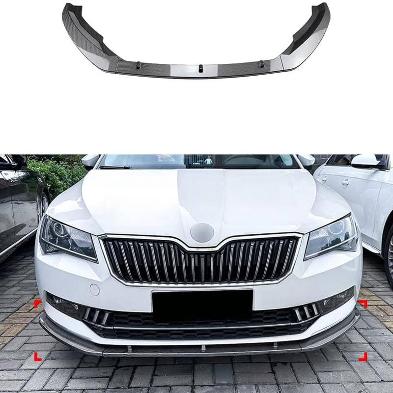 Frontspoiler Lippe Spoilerlippe Splitter Für Skoda Superb B8 2016 2017 2018, Stoßstange Lippe Front Spoiler Tuning Auto zubehör,Carbon Fiber Look von XENITE