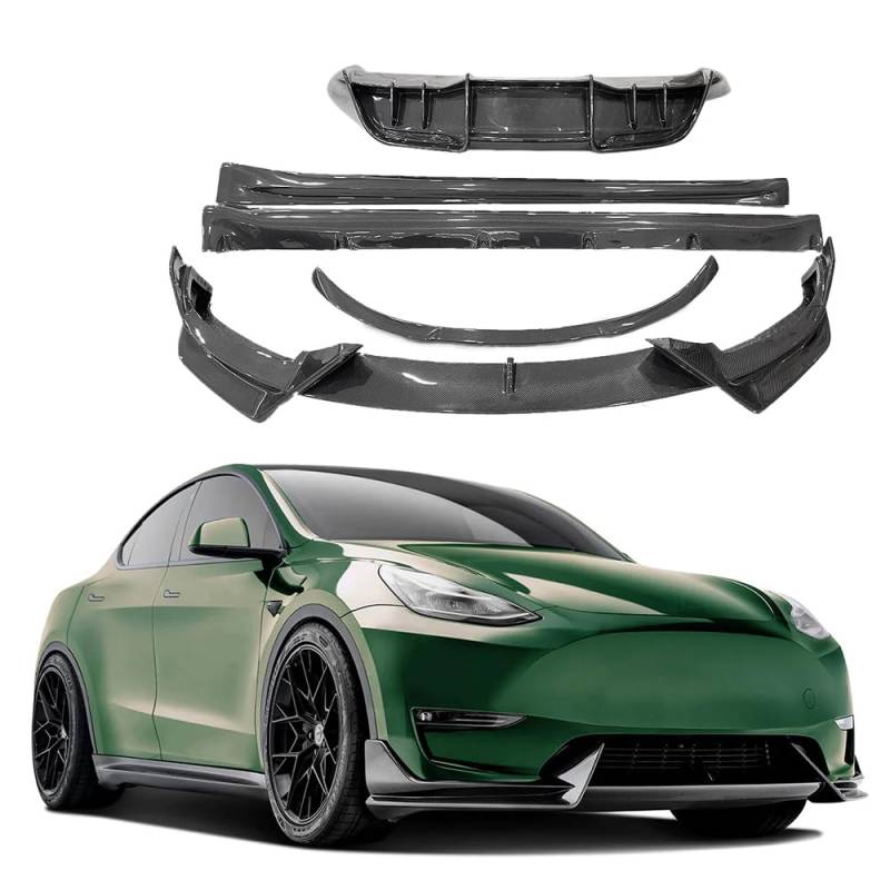 Für Tesla Model Y AD Stil Body Kits Carbon Vorder Lip Hinten Diffusor Seite Röcke Spoiler Körper kit Zubehör,2*Sideskirt von XENITE