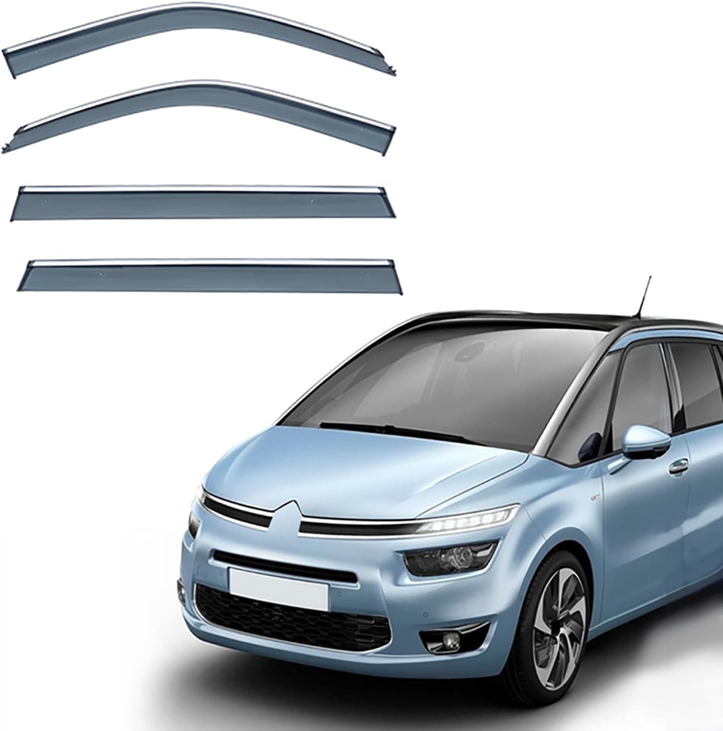 XENITE 4 Stück Windabweiser Autofenster für Citroen C4 Picasso (7seat) MK2 2013-2018, Autofenster Regenschutz Regenabweiser Integrierte Deflektoren Zubehör von XENITE